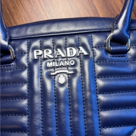 Prada Diagramme Baltic navy blue purse crossbody designer authentic bag - Picture 8 of 12